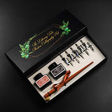 Lettering Tribe Calligraphy Set For Beginners | Oblique Wooden Pen Set | 10 Caligraphy Dip Pen Nibs | Black India Ink | Online Caligraphy kits for beginners Book