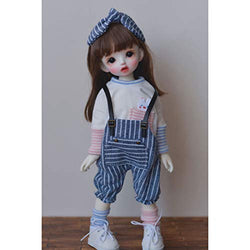 HMANE BJD Dolls Clothes 1/6, Long Sleeves Striped Overalls Clothes Set for 1/6 BJD Dolls (No Doll)