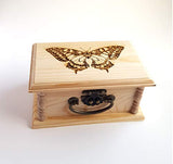 Swallowtail Butterfly Latched Wooden Box : Free Engraved Personalization