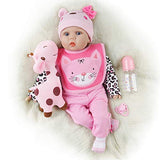 Yesteria Reborn Baby Doll Girl, 22 Inch Realistic Silicone Baby Doll, Weighed Reborn Girl Doll in Cat Outfit, with Accessories and Certificate of Adoption