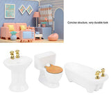 YOUTHINK 1/24 Dollhouse Miniature Bathroom Set, Simulation Ceramic Dollhouse Bathtub Toilet Sink Kit Dollhouse Furniture Accessories (A)
