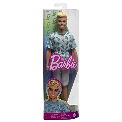 Barbie Ken Fashionistas Doll #211 with Blond Hair, Wearing Cactus Tee and  White Shorts with Sneakers