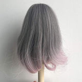 9-10 Inch BJD SD Doll Wig 1/3 BJD SD Doll Wig Heat Resistant Fiber Long Gray Ombre Pink Wavy Curly Doll Hair Wig