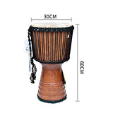 Hand Drum 12 Inch Mahogany African Drum Drumhead Hollowed African Percussion Bongo Drum Hand Drums for Performances (Color : Black, Size : 12 Inch)