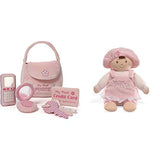 Baby GUND My First Purse Stuffed Plush Playset, 8", 5 Pieces & GUND My First Dolly Stuffed Brunette Doll Plush, 13"