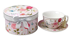 Lightahead Bone China Cappuccino Coffee Tea Cup and Saucer Set in attractive gift box in pretty