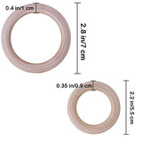 2 Size 20 PCS Unfinished Solid Wooden Rings Wooden Teething Ring Natural Wood Teething Rings and 54