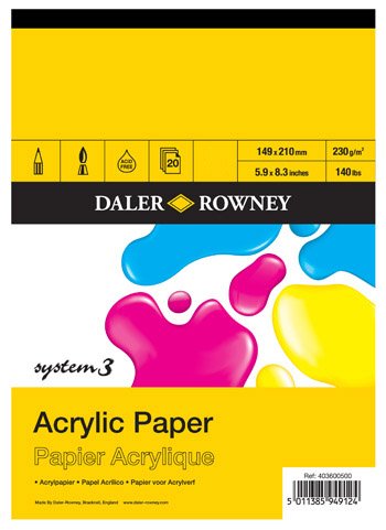 Daler Rowney Acrylic Pad, 20 sheets, 230g/m2 A3
