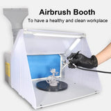 imyyds Airbrush Booth,Foldable Portable Lighted Airbrush Spray Booth, Airbrush Paint Booth,Airbrush Spray Paint Booth with Turn Table,3 LED Lights,Filter,5.6 ft Exhaust Extension Hose for Model Craft