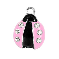 M77-E Cute Insect Pink Ladybug Beetle Crystal Charms Pendant Wholesale (10 pcs)