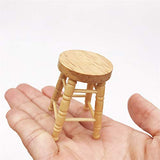BARMI 1/12 Doll House Wooden High Stool Miniature Living Room Furniture Accessory,Perfect DIY Dollhouse Toy Gift Set