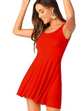 Romwe Women's Sleeveless Scoop Neck A Line Party Mini Summer Dress Red S