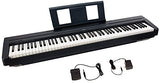 YAMAHA P45 88-Key Weighted Digital Piano Home Bundle With Wooden Furniture Stand And Bench & FC4A Assignable Piano Sustain Foot Pedal,MultiColored
