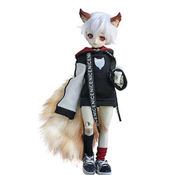 DOLLZONE Miyou, an Adorable bjd Doll with Clothes, Tail, Hair from dollzone Shop (White, fullset+Body Blushing)