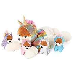 Tezituor 25.6 Inches Dog Plush Toy Set for Girls,4 Colorful Dogs in Mommy Dog’s Belly,Unique Stuffed Dogs Gifts for Children.