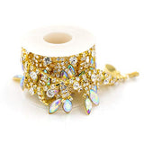 De.De. 1 Yard AB Resin Crystal Applique Rhinestone Bridal Trim Fashion Chain Fringe Embellishment