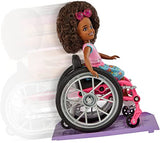 Barbie Chelsea Doll & Wheelchair, with Chelsea Doll (Curly Brunette Hair), in Skirt & Sunglasses, with Ramp & Sticker Sheet, Toy for 3 Year Olds & Up