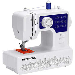 MEEPHONG Mini Sewing Machine Portable Household Light Multifunctional Electric Sewing Machines for Beginners and Kids ,12 Needles, 2 Speeds, Pedals-Blue