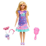 Barbie Doll for Preschoolers, My First Barbie “Malibu” Deluxe Doll, Blonde with Accessories, Soft Poseable Body, Party & Bedtime Themed Fashions