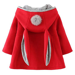 CoKate Infant Baby Girl Fall Winter Hooded Coat Sweet Rabbit Jackets Outerwear (Red, 18-24 Months)