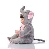 Nicery Reborn Baby Doll Soft Simulation Silicone Vinyl 18inch 45cm Magnetic Mouth Lifelike Boy Girl Toy Gray Elephant Eyes Open