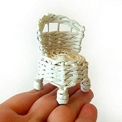 1:12 Scale Miniature Wicker Chair. Furniture for Dollhouse. Handmade Armchair