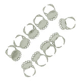 Baosity 10pcs Retro Adjustable Ring Blanks Oval Cabochon Rings Settings 25 x 18mm - Silver, as