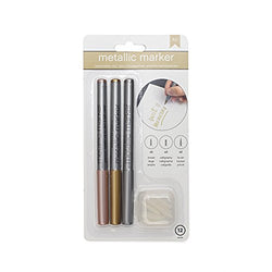 American Crafts Metallic Markers Broad Pt, Calligraphy, Replacable Nibs Rose Gold,Gold, Silver