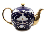 Royalty Porcelain 7-pc Mini Tea Cup Set, Cups and Teapot, Vintage Cobalt Blue Russian Pattern, Bone China Tableware