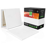 Arteza 10"x10" Stretched White Blank Canvas, Bulk (Pack of 8), Primed 100% Cotton, for Painting, Acrylic Pouring, Oil Paint & Wet Art Media, Canvases for Professional Artist, Hobby Painters & Beginner