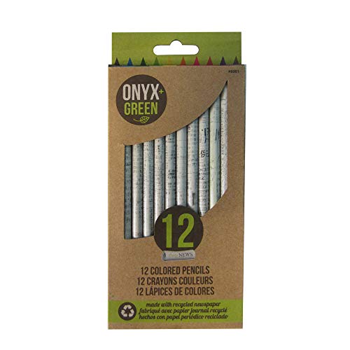 Onyx and Green 24 Pack of Colored Pencils, Pre-Sharpened, Made from Recycled Newspaper (8002)