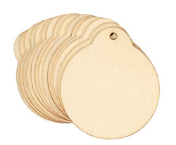 Unfinished Wood Ornaments - 48-Pack Round Wood Discs, Wood Circles, Ornaments, Wood Bauble,