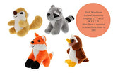 Etna Plush Woodland Animals with Country House Carrier for Kids- 5pc- Talking Animal Interactive Toy Set- Stuffed Owl, Racoon, Fox & Squirrel- Great for Boys & Girls