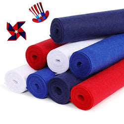 LOTOFUN 8pcs Stiff Felt Fabric Rolls Bundle, 8x35 Inch Assorted Red White Blue Colors Series Non-Woven Fabric Sheets 1mm Thick for Patchwork,DIY Sewing Crafts,School Handmade Projects,Art Decoration