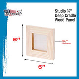 U.S. Art Supply 6" x 6" Birch Wood Paint Pouring Panel Boards, Studio 3/4" Deep Cradle (Pack of 5) - Artist Wooden Wall Canvases - Painting Mixed-Media Craft, Acrylic, Oil, Watercolor, Encaustic