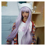 Doll Accessories Long Straight Hair Black And White Wig Tilted Bangs 1/3 1/4 BJD Wig Show Real Doll Styling Dress Up Dollhouse DIY Mini Cute Accessories ( Color : BJ9001-27 , Size : 1-4(18-19cm) )