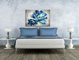 HOMEOART Canvas Wall Art Elegant Blue Flower Blooms Floral Blossom Painting Prints Framed Artwork Dining Room Living Room Bedroom Decoration