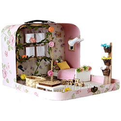 Travel dollhouse in a suitcase 1:12 scale nursery room with windows bed toys