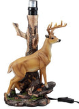 Ebros Gift Wildlife Nature 12 Point Whitetail Deer Buck Desktop Table Lamp With Nature Printed