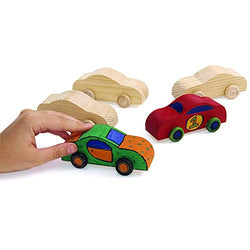 Colorations WOODCAR Real Rolling Wooden Cars (Pack of 12)