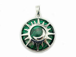 jennysun2010 Natural Malachite Gemstone Sun and Moon Reiki Chakra Healing Pendant Charm Beads