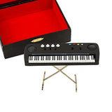 Seawoo Miniature Electronic Organ with Case Mini Musical Instrument Mini Electronic Keyboard Miniature Dollhouse Model Electone Christmas Ornament (5.51"x1.79"x3.72")