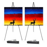 63" Tall Display Easel Stand,Adjustable Floor Standing Poster Easel,Easy Folding Telescoping Black Metal Arts Stand,Tripod Holds 5 lbs for Show/Displaying/Presenting (2Pack)