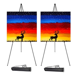63" Tall Display Easel Stand,Adjustable Floor Standing Poster Easel,Easy Folding Telescoping Black Metal Arts Stand,Tripod Holds 5 lbs for Show/Displaying/Presenting (2Pack)