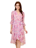 Adrianna Papell Women's Printed Chiffon Short Dress, Pink Multi