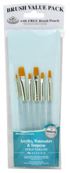 Royal & Langnickel Royal Zip N' Close Gold Taklon Clear Acrylic Handle Shader 6-Piece Brush Set
