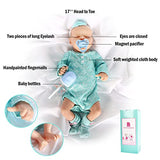 Realistic Reborn Baby Dolls,17Inch Sleeping Newborn Baby Doll Handmade Baby Full Vinyl Body Washable Baby,with Nursing Bottle and Pacifier,Cute Reborn Toddler for Boy Sleeping Doll Gifts