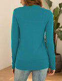 Traleubie Women's Long Sleeve V-Neck Maternity Button Down Shirts Cardigan Sweater Blue M