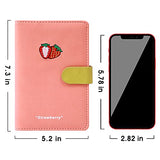 Pocket Pink Strawberry Gift Notebook Cute Refillable Journal Fruit Mini Hardcover Notebook A6 Leather Journal for Girl Boy Notebooks for Note Taking Leather Diary with 1 Pen 1 Tape Included