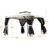 Grand patio 10x10 Feet Patio Gazebo, Straight Leg Outdoor Canopy with Mosquito Netting，Sturdy Tent for Backyard & Party & Event